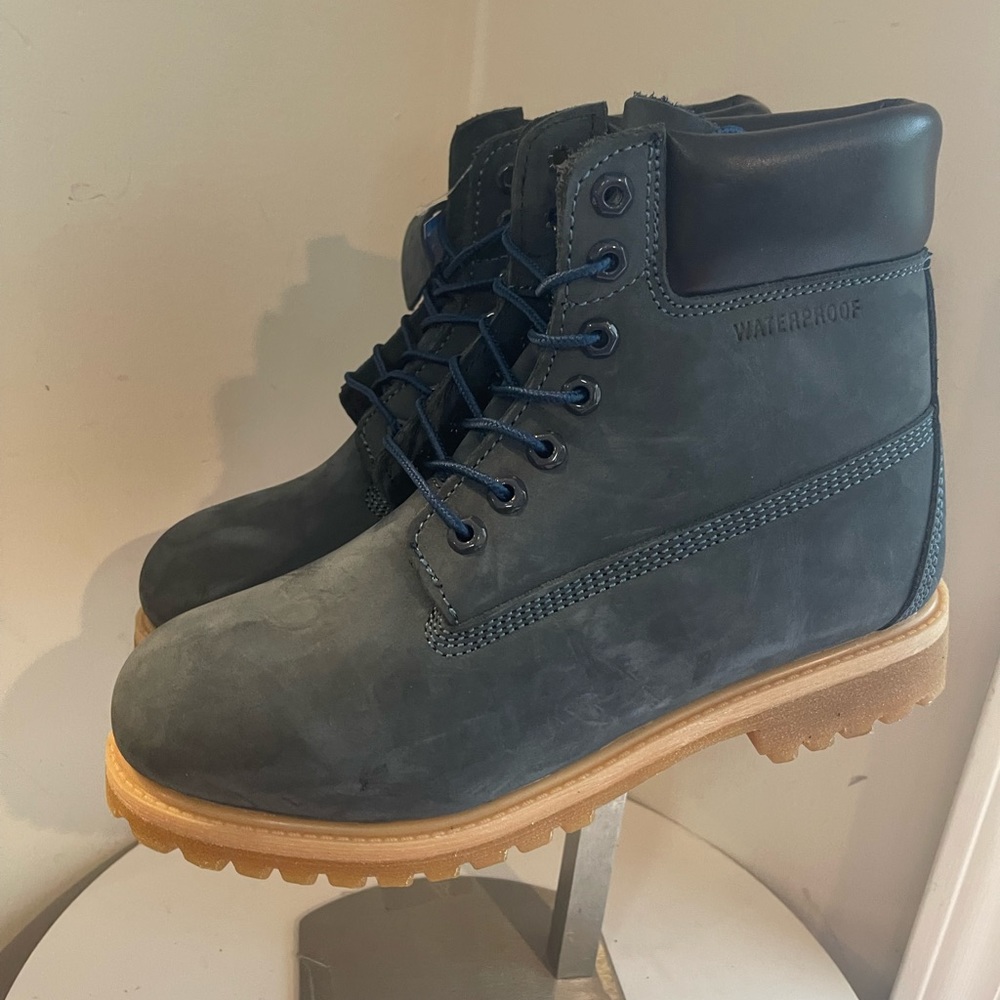 Waterproof Men's 6 Inch Tall Blue Nubuck Leather Boots NEW - Picture 5 of 10